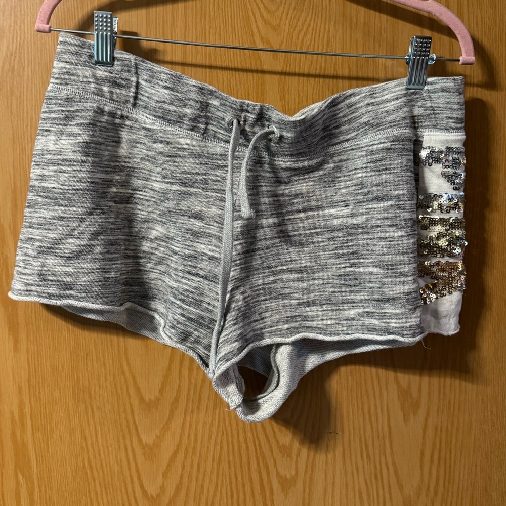 PINK Victoria Secret Gray Women's Shorts with Sequin Detail